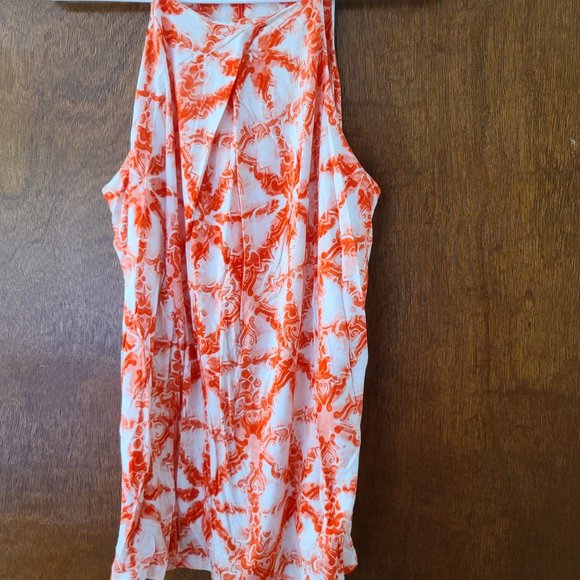 2 for $75 - Michael Kors Women's M Halter Top with Gold Chains - Orange Pattern - Picture 2 of 8